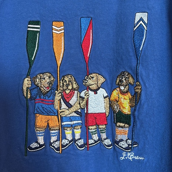 J. Crew men’s blue crew neck oarsman dog embroidered sweatshirt size medium - Picture 3 of 9